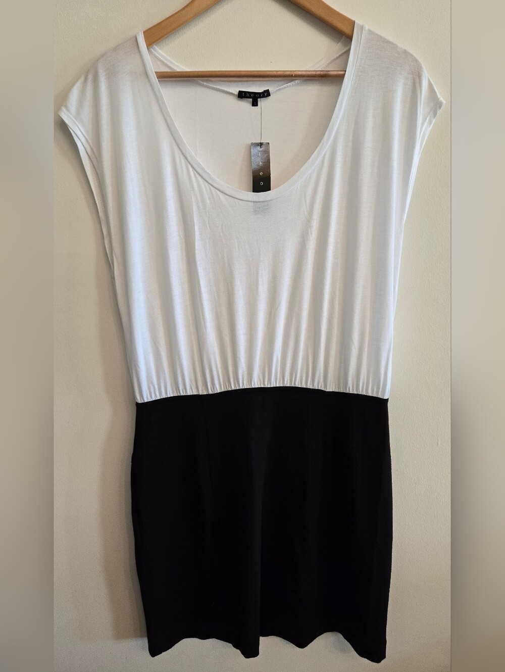 Theory Two-Tone Black & White Colorblock Dress NWT